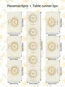 1/4/5/6/7pcs Crescent Moon, Star, Ramadan Lantern Decor Set, Linen Comfortable Texture, Ramadan Tablecloth, Ramadan Decoration Set, Eid Decoration Set, Ramadan Dining Table Decor, Crescent Moon Tablecloth, Eid Mubarak Tablecloth, Suitable For Ramadan, Eid Al-Fitr Party And Dining Decoration, Multiple Sizes - Multicolor - View 12