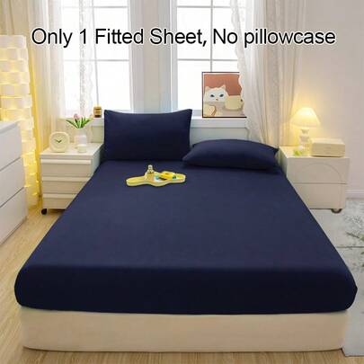 1pc Soft & Breathable Fitted Fitted Sheet, Cozy Mattress Protector For Bedroom, Guest Room And Dorm, Bedding Cover (Pillow Case Not Included)