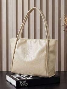 New Fashion Women Large Capacity Casual Versatile Shoulder Tote Bag For Commuting - White - View 9