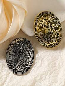 eyekan 北欧风椭圆形金属胸针，简约几何造型，复古风格，英伦复古风翻领别针，可搭配外套、夹克、围巾、帽子，日常穿搭及礼品馈赠。 - 銀灰色 - 查看 8