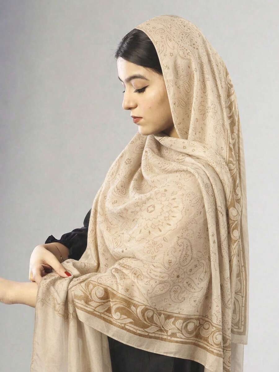 1pc Women's Vintage Paisley Pattern Scarf, Pashmina, Headscarf, Soft & Comfortable Lightweight Breathable Long Scarf, Bohemian Paisley Jacquard Scarf, Boho Chic, Shawl For Women, Versatile Casual Shawl/Tippet, Multifunctional Headband, Suitable For Daily Wear And Dresses - Multicolor - View 1