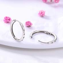 925 Silver Minimalist Circle Hoop Earrings, Essential Stacking Jewelry For Daily Layering - PTE043 - View 5