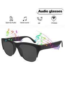 Wireless Smart Sound Multi-Function Bluetooth Glasses, With Wireless Calling, Music Playback, HIFI Sound Quality, High-Definition Lenses, Touch Control, Long Battery Life, Unisex Design And Rechargeable Technology Wireless Smart Glasses Headphones - Black - View 3
