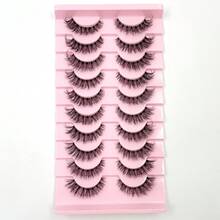10 Pairs Value Pack Transparent Band 5D Faux Mink Lashes Fluffy Natural Crisscross Thick Lashes - Black - View 3