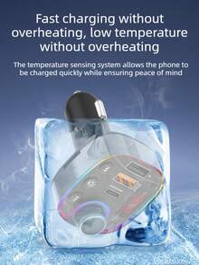 1个带显示屏的车载蓝牙播放器，无线蓝牙接收器，FM发射器，Type-C双USB QC3.0和PD30W车载充电器，彩色氛围灯免提车载配件 - 多色 - 查看 8