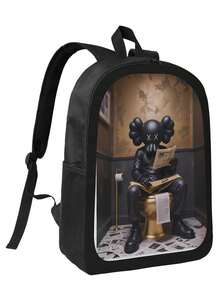 Kawss Kawaii Kaw  Anime Cartoon Men&AposLarge Capacity Backpack With Adjustable Shoulder Straps For Convenient Design, Waterproof And Scratch Resistant, Travel, And Commuting Backpacks - 黑色 - 查看 1