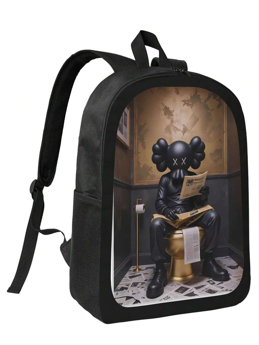 Kawss Kawaii Kaw  Anime Cartoon Men&AposLarge Capacity Backpack With Adjustable Shoulder Straps For Convenient Design, Waterproof And Scratch Resistant, Travel, And Commuting Backpacks - 黑色 - 查看 1