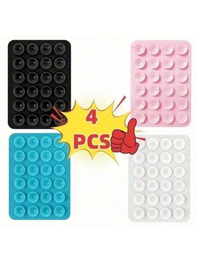 4 piezas de agarre de silicona para teléfono, soporte de teléfono de silicona antideslizante, accesorios de manos libres para selfie y video, accesorios de teléfono multifuncionales que se ajustan a todos los modelos