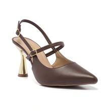 Women's Slingback Pumps Stessy Shoes High Heel Party Metallic Luxury Comfort Sophistication Chic - 鏽棕色 - 查看 1