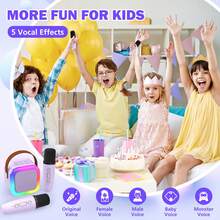 Mini Karaoke Machine For Kids, Colorful LED Portable Bluetooth Singing Speaker With 2 Mics, Christmas Birthday Gifts For Girls Boys - Beige - View 4