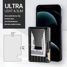RFID Blocking Minimalist Slim Card Holder, Men's Business Holder Pocket Cash Credit Slim Wallet, American Flag Artcraft Card Holder With Money Clip, Men's Wallet - 黑旗 - 查看 8