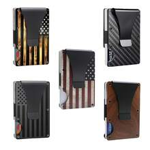 RFID Blocking Minimalist Slim Card Holder, Men's Business Holder Pocket Cash Credit Slim Wallet, American Flag Artcraft Card Holder With Money Clip, Men's Wallet - 復古旗幟 - 查看 1
