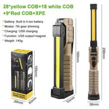 3-In-1 Foldable Work Light, Dual-Sided COB Bright Flashlight, LED Auto Repair Inspection Lamp With Strong Magnet - Multicolor - View 6