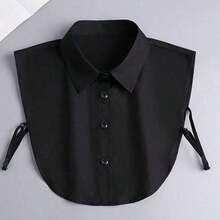 1pcs Ladies Removable Striped Shirt Collar, Pointed Fake Collar With Modest Decoration, Casual Polyester Knitted Accessories, Suitable For Spring, Autumn And Winter - White - View 8