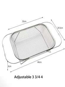 1pc Stainless Steel Fruit & Vegetable Washing Basket, Large Size Adjustable Collapsible Drain Basket, Kitchen Essential, Size: 34cm*24cm - Multicolor - View 7