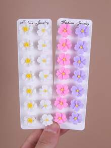 10个装女孩多色花朵发夹，温和护发，可爱侧刘海夹，多功能发夹，适合日常佩戴和返校季 - 彩色 - 查看 4