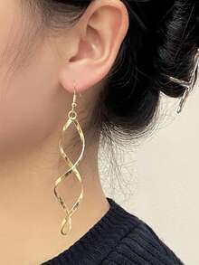 Spiral Drop Earrings - Gold - View 3
