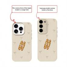 1个TPU软质蝴蝶结条纹图案手机壳，兼容 17 Pro Max/17/16 Pro Max/15/13/12/11、S20 FE/A15/S24/A55、Redmi Note 11/12/13 Pro，全包防震软保护套 - 白色 - 查看 7