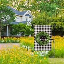 Garden Flag Pole Stand Holder  Flg Stnd Wrought  Yrd  Flg Pole Holder Metl Powder-Of Pint With Two  Stoppers Nd One Tiger Clip Ck - 黑色 - 查看 6