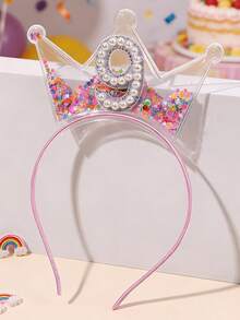 1pc Happy Birthday Crown Headband, Suitable For Girls Aged 1-9, 12, 13 And 16, Colorful Hair Hoop, Fashion Hair Accessory, Birthday Party Gift For Best Friend - Multicolor - View 12