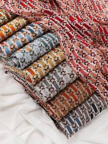 1 chiếc khăn trùm đầu Hồi giáo (Hijab) in kỹ thuật số mới, xếp ly, có họa tiết, thoáng khí, mềm mại, chất liệu modal. - Nhiều màu - Xem 8