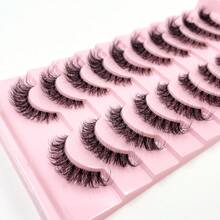 10 Pairs Value Pack Transparent Band 5D Faux Mink Lashes Fluffy Natural Crisscross Thick Lashes - Black - View 7