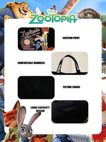 Disney 1 pieza Bolso de lona con estampado de animales de dibujos animados de Zootopia, bolso multifuncional con correa de hombro ajustable, de gran capacidad, adecuado para hombres, mujeres y estudiantes para uso diario - Multicolor - Ver 8