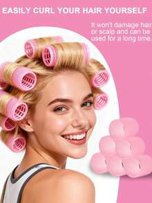 50pcs Self-Adhesive Hair Curling Roller & Clip Set With 24 Hair Curlers Self Grip Holding Rollers And 24Duckbill Clips Hair Rollers With Hair Roller Clips And 1pc Makeup Bag,Salon Hairdressing Curlers,DIY Hair Styles, - Multicolor - View 5