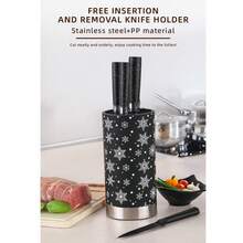 Creative Freestanding Cylindrical Knife Holder, Kitchen Knife Storage Rack - Black and White - View 1