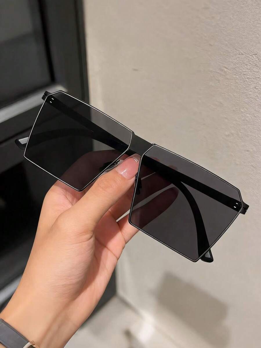 1pc/2pcs Personalized Steel Frame Men Business Glasses, Driving Glasses, Outdoor Fashion Glasses - Grey - View 1
