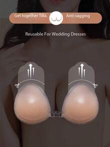 1 Pair New Silicone Invisible Strapless Bra – Self-Adhesive Backless Push-Up Cups - Multicolor - View 2