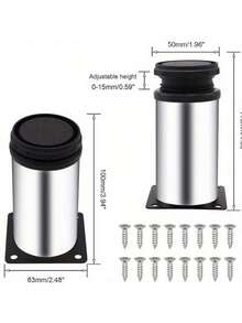 4 chân đế tròn điều chỉnh được, chân tủ bằng thép không gỉ 4 inch, kim loại phủ nhựa đen, 50x100mm, dùng cho các dự án tự làm đồ nội thất, bao gồm 16 ốc vít. - Nhiều màu - Xem 13