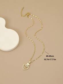 1pc Fashionable Rhinestone Heart Graduation Cap Stainless Steel Necklace, Graduation Season 2026, Gold Chain, Gold Jewelry, Heart-Shaped Pendant, Unisex Necklace, Summer Vacation, Beach, Gift, Valentine's Day - Yellow Gold - View 3