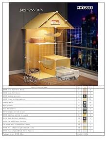 Large Indoor Cat Cage With Free Space, Home Use, 1 Room 1 Bathroom, Drawer-Style All-In-One Cat Villa - Multicolor - View 15