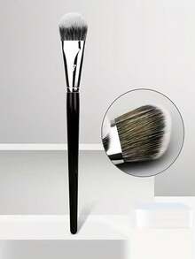 1支斜角轮廓高光刷 - 精准鼻部遮瑕晕染工具，舌形弧度轮廓刷 - 遮瑕刷 - 45°斜角设计，带来全新上妆体验 - 令妆容更服帖 - 黑色 - 查看 2
