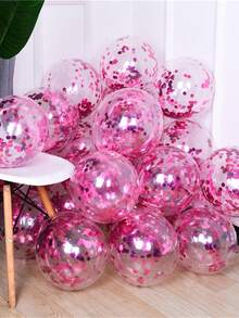10 piezas de globos de látex de 12 pulgadas con lentejuelas doradas, globos de helio transparentes con brillo, adecuados para decoración de bodas, fiestas de cumpleaños, regreso a la escuela, San Valentín y otras ocasiones - Rosa - Ver 3