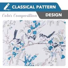 100% Blackout Curtains 96 Inch Length 2 Panels Set Cattleya Floral Printed Drapes Leah Floral Thermal Curtains For Bedroom With Black Liner Sound Proof Curtains Grey And Yellow - 52W X 96L Inch (2 Panels)+Bird - Blue/Black - View 4