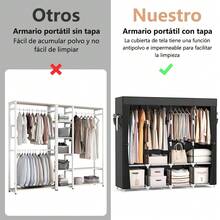 LÈRFM [MXBTG+]170*170 Assembled Closet Wardrobe Rack Bedroom Storage - 棕色 - 查看 5
