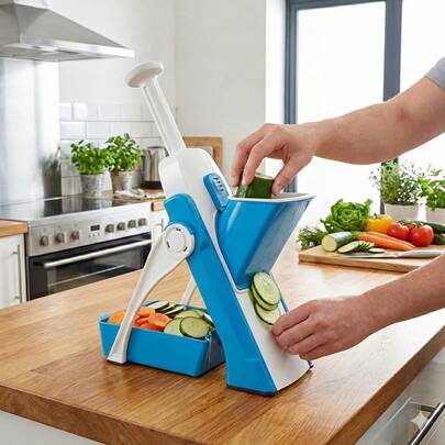 Rebanadora Mandolina, Cortador de Verduras con Bandeja de Recolección, Gadget de Cocina Fácil de Usar