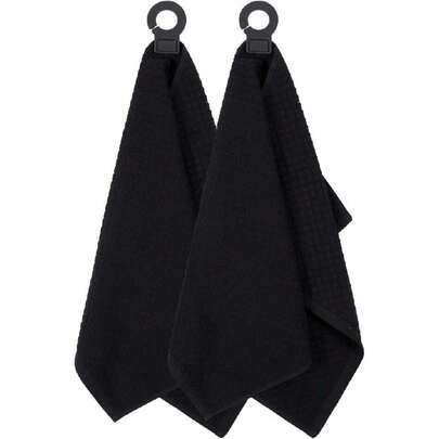 - Toalla de Gancho y Colgar de Alta Calidad, Paquete de 2, 18 x 28 Pulgadas, Gancho de Goma Duradero, Muy Absorbente, súper Suave, para Cocina, baño, lavandería, Color Negro,40839960