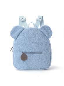 1pc Kids Cute Teddy Bear Ears Backpack, Girls Soft Plush Fleece Mini Backpack With Zipper Pocket, Lightweight Small Bag For Daily Use, Travel Or School - Multicolor - View 12