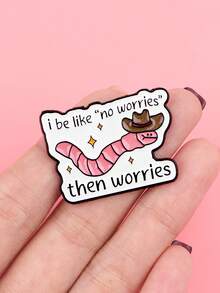 1枚“我无忧无虑”珐琅胸针，趣味蚯蚓造型，松树图案，翻领别针，帽子徽章，服装配饰，时尚珠宝礼品 - 彩色 - 查看 5