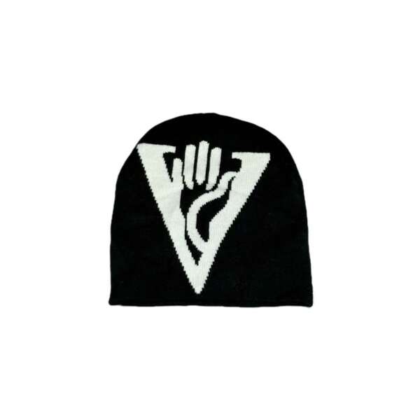 1顶三角形举手涂鸦保暖时尚休闲百搭男士针织帽，节日送礼佳品