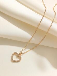 1pc Copper Alloy Cubic Zirconia Encrusted Hollow Heart Pendant, Shiny Luxury Zirconia, Suitable For Daily Wear And Holiday Gifts - Multicolor - View 6