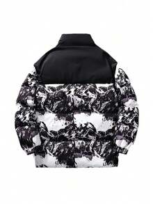 Ropa de algodón de cuello alto en invierno, abrigos de pareja a prueba de viento engrosados y cálidos, chaquetas de algodón de plumas masculinas, ropa de algodón de camuflaje, ropa de algodón de camuflaje - Blanco - Ver 2