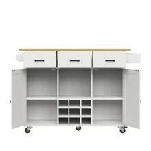 Dining Trolley, Kitchen Cart, Removable Dining Trolley With Worktop, Napkin Holder And Spice Rack, Adjustable Dividers, Sideboard, Kitchen Furniture, Wood-Effect Tabletop, White