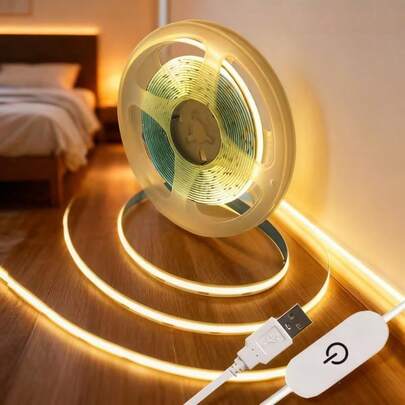 Dải đèn LED COB nguồn USB DC5V, công tắc cảm ứng điều chỉnh độ sáng, siêu sáng không chói và không có điểm sáng, dễ dàng lắp đặt không cần khoan, đèn LED đặc biệt cho phòng ngủ/đèn nền TV/gương trang điểm/tủ/tấm tranh/trang trí nhà cửa, phong cách trang trí lễ hội cho sinh nhật/chủ đề không gian/Ngày Valentine/Lễ Phục Sinh, đèn LED dải tự dính, đèn trần phòng khách, phụ kiện phòng ngủ, trang trí phòng.
