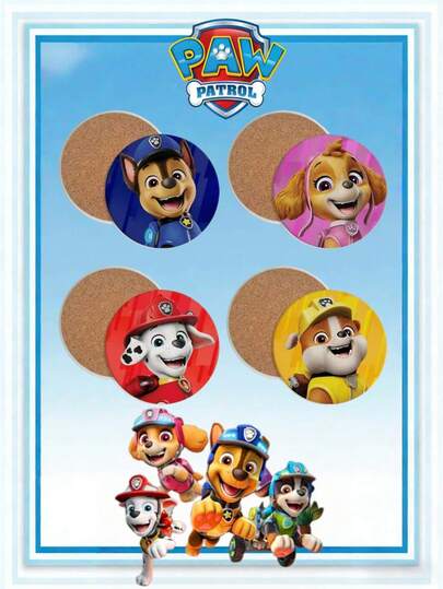  1pc Paw Patrol Ceramic Absorbent Coaster, Round Non-Slip Mat Suitable For Coffee Table, Wooden Desk, Office Desk, Holiday Party, Dinner, Family Gathering, Kitchen, Home Decor, Tabletop Decor, Heat Insulation, Coffee Cup Mat, Wedding, Bowl Pad And Outdoor Dining Table