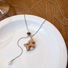 极简时尚马蹄形锁骨链项链，女士创意毛衣链饰