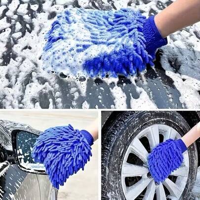 Ultra Soft Chenille Car Washing Gloves - Double-Sided Plush Microfiber, Essential For Car Detailing And Cleaning